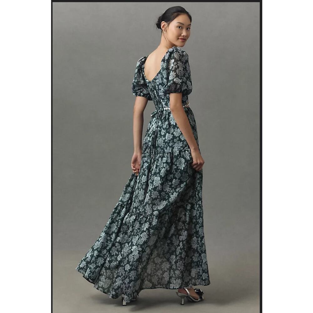 V. Chapman  Emma V-Neck A-Line Brocade Cutout Maxi Dress Size 2 NWT - Picture 3 of 13